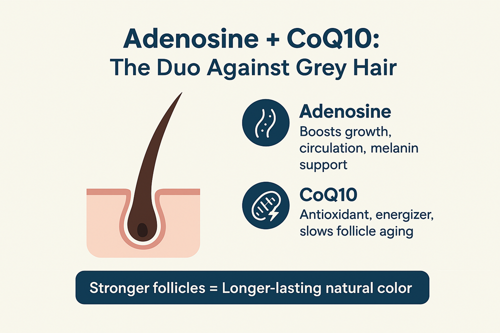 Synergy: Adenosine and Coenzyme Q10: How They Help Prevent Grey Hair