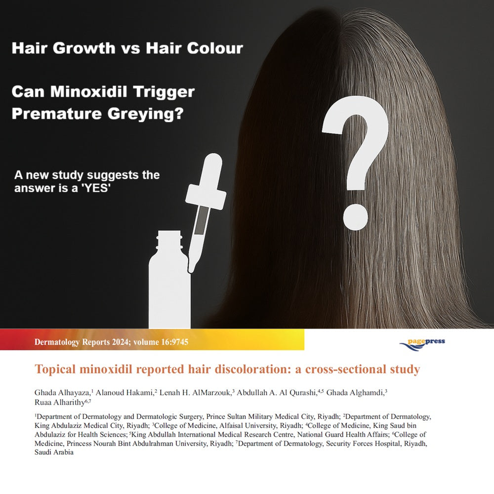Hair Growth vs. Hair Colour: Can Minoxidil Trigger Premature Greying? A new study suggests the answer is a YES.