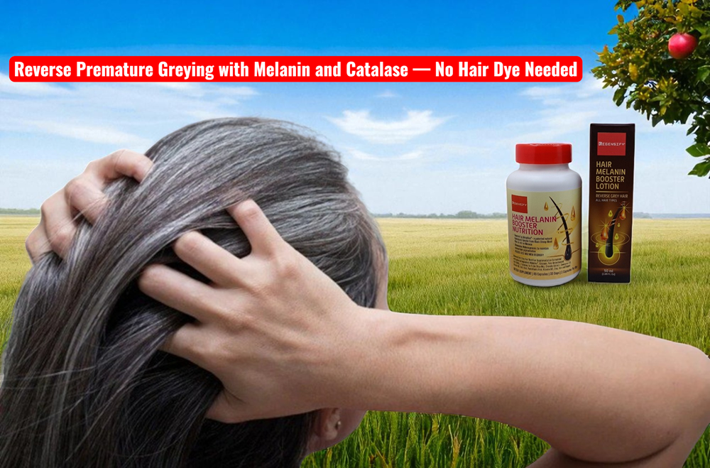 Reverse Premature Greying with Melanin and Catalase — No Hair Dye Needed - By REGENSIFY